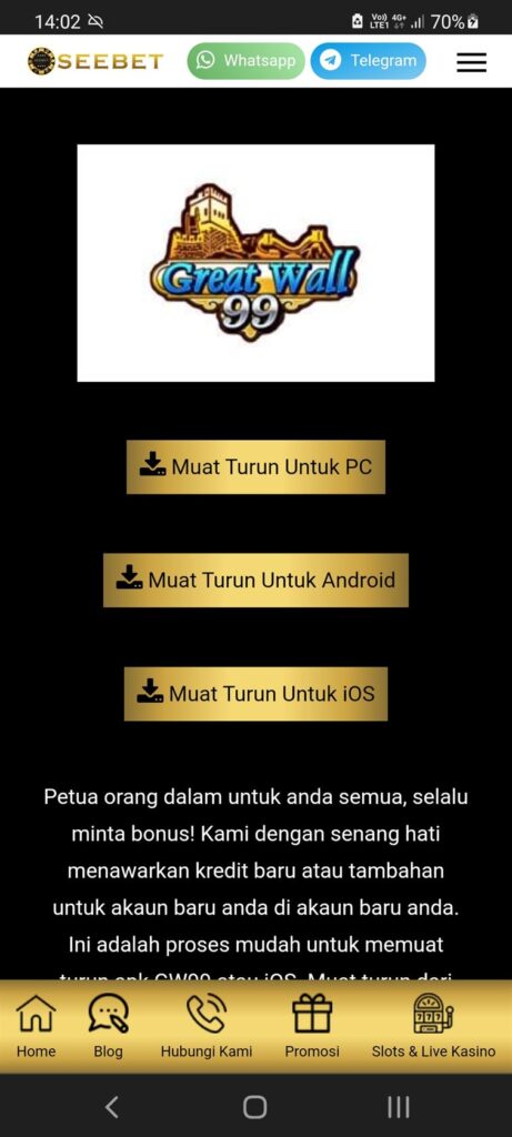 Download & Install Greatwall99/GW88/GW99(IOS / APK / PC) 2026 3 gw99 download page showing pc android and ios download buttons